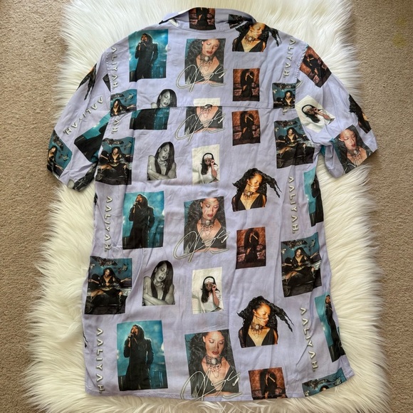 H&M Aaliyah All Over Photo Print Button Down Shirt Small - Picture 5 of 6